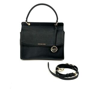 Michael Kors Talia MK Satchel Top Handle Bag Black Saffiano Leather‎ 38S0CAMS3L